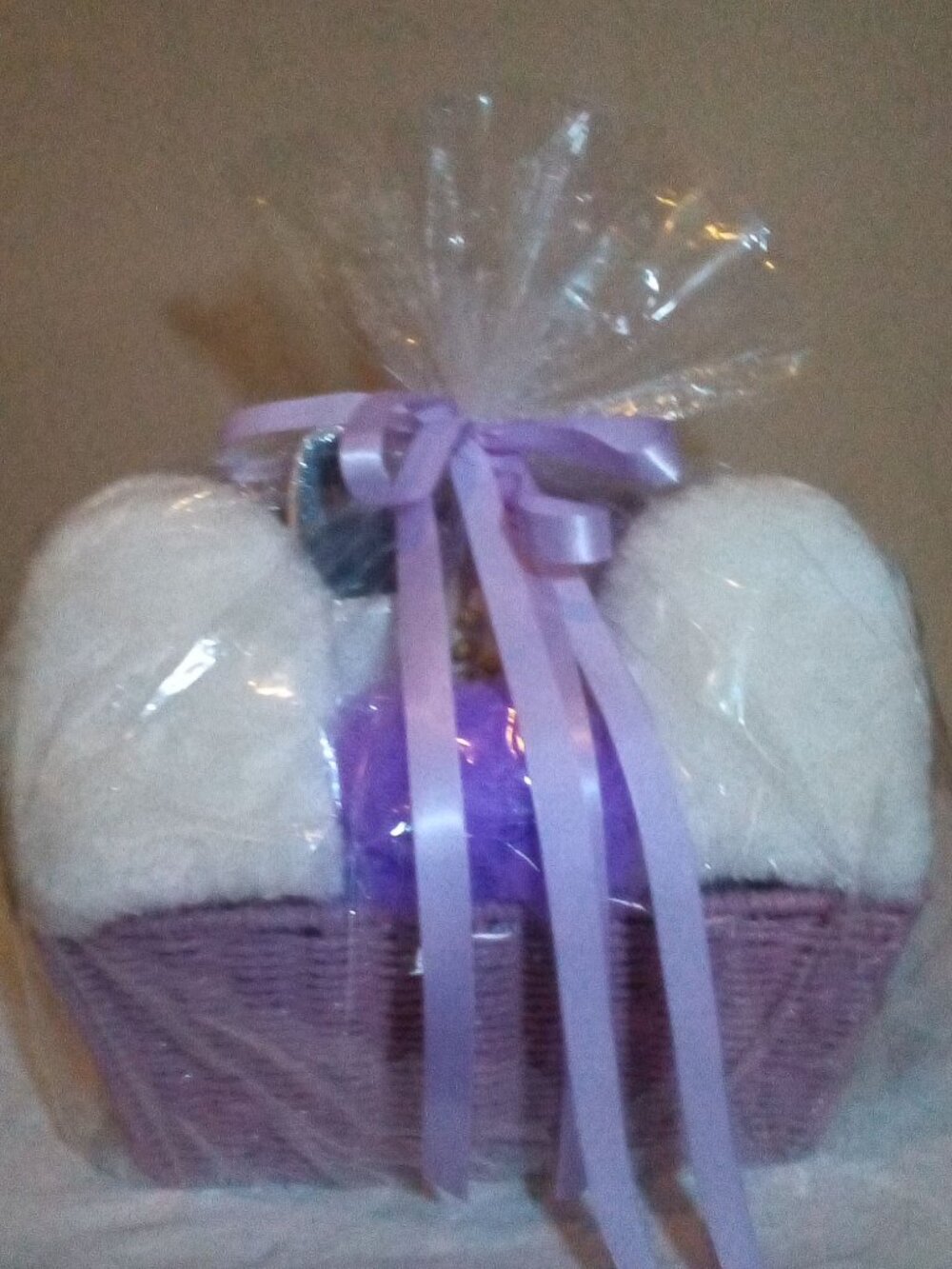 Cozy Chevron Throw Blanket Relaxation Gift Basket In Purple